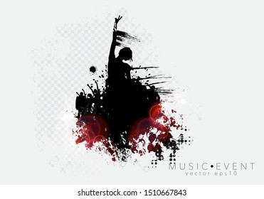 Silhouettes of dancing people in a club