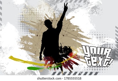 Silhouettes of dancing people in a club. Background ready for poster or banner