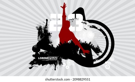 Silhouettes of dancing people in a club. Background ready for poster or banner