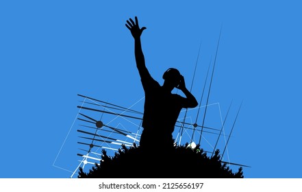 Silhouettes of dancing people in a club. Background ready for poster or banner