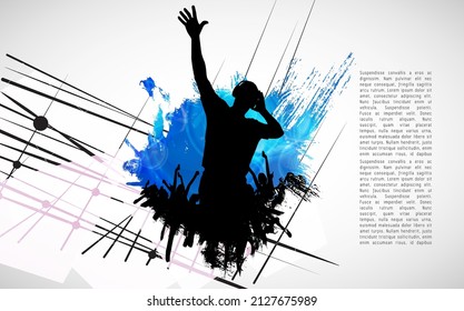 Silhouettes of dancing people in a club. Background ready for poster or banner