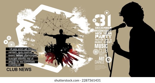 Silhouettes of dancing people in a club. Background ready for poster or banner