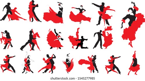 Silhouettes of dancing people - Illustration