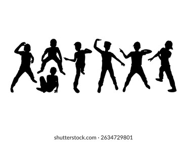 silhouettes of dancing people on white background