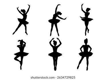 silhouettes of dancing people on white background