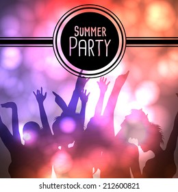 Silhouettes of Dancing People at Summer Party - Vector Illustration