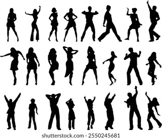 silhouettes of dancing people vector