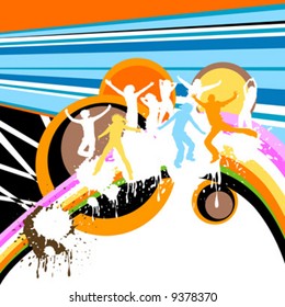 silhouettes dancing and rainbow