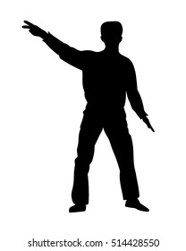 Silhouettes dancing showman. Vector illustration