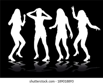 Silhouettes of dancing women.