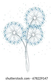 Silhouettes of dandelions on a white background