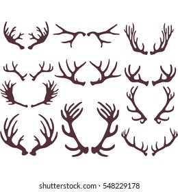 Silhouettes Deer Antlers Stock Vector (Royalty Free) 548229178