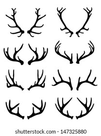 Silhouettes of deer antlers 2-vector