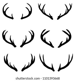 Silhouettes of deer antlers-vector