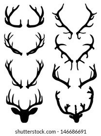 Silhouettes of deer horns 2-vector