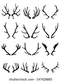 Silhouettes Deer Horns 2vector Stock Vector (Royalty Free) 147428885 ...