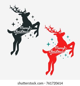 Silhouettes the Deer with stars 