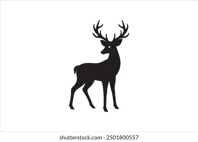 silhouettes derr, doe animal character vector illustration. Isolated on white background.