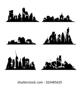 Silhouettes destroyed cities