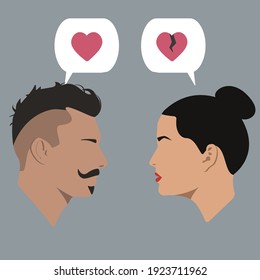 Silhouettes. Dialogue. Guy and girl. Broken heart. Break up. Conversation. Bearded men. 