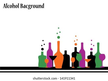silhouettes of different bottles and glasses for alcoholic drinks