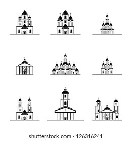 silhouettes of  different churches