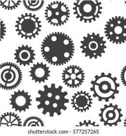 Silhouettes of different gray gears on white background. Vector illustration.