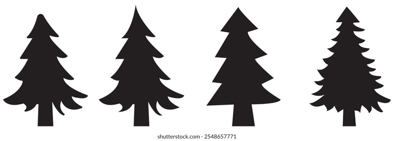 Silhuetas de diferentes tipos de ilustração vetorial de árvores Tamarack