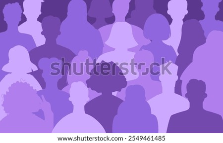 Silhouettes of different people in a crowd