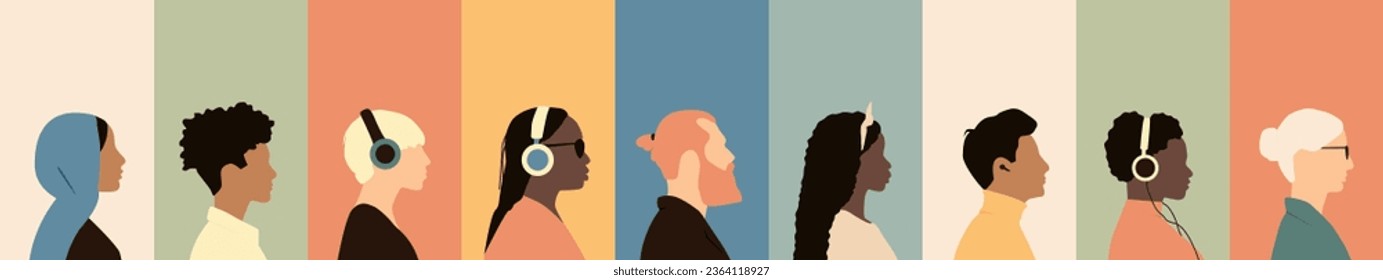 Silhouettes de personas diferentes. Diseño de color moderno.