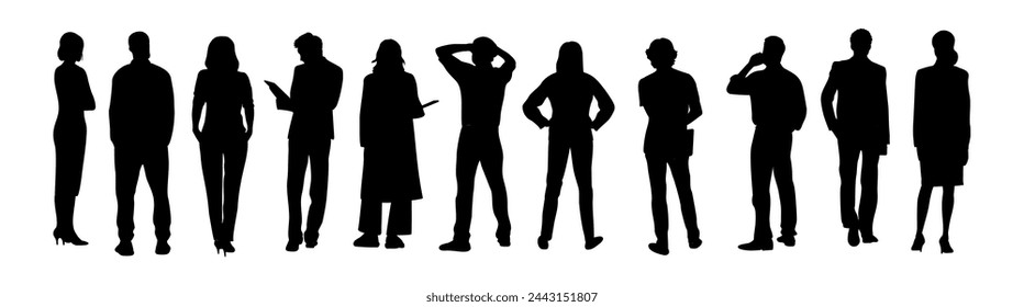 Silhouettes of different People Standing Rear View