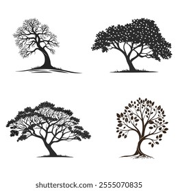 Silhouettes of Different Tree Types