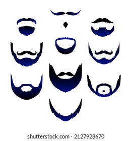 Silhouettes of different types of beards. Avatar set. Isolated Moustaches and Beards. Vector illustration