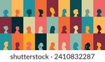 Silhouettes of different women. Color design.