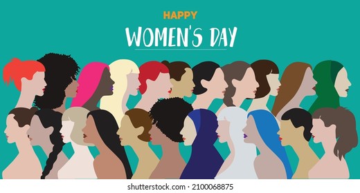 silhouettes of different women on a green background