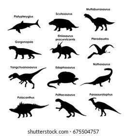 Silhouettes of dinosaurs