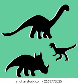 Silhouettes of dinosaurs of different