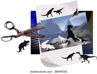 Silhouettes, dinosaurus 1, vector illustration