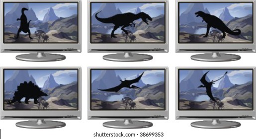 Silhouettes, dinosaurus 2, vector illustration