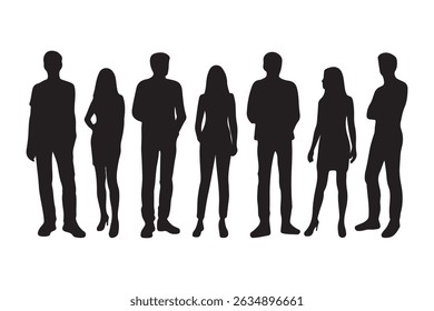 Silhouettes of diverse group of people standing together