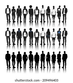 Silhouettes of Diverse People in a Row