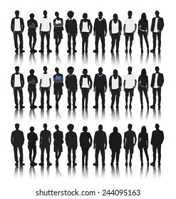 Silhouettes of Diverse People in a Row