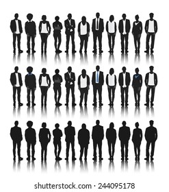 Silhouettes of Diverse People in a Row