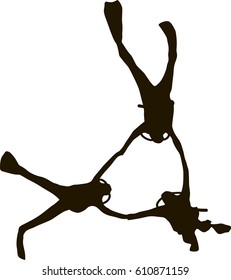 Silhouettes of diving. Diving silhouettes on a blue background of the sea. Scuba diving and water sports, people scuba diving. Vector illustration.