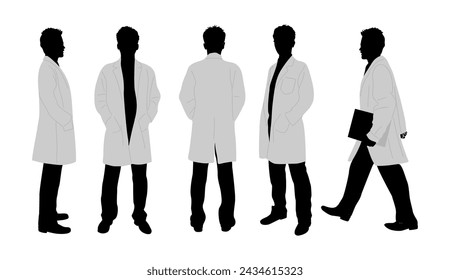 Silhouettes of doctor character in different poses