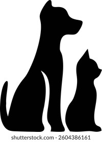 Silhouettes of a Dog and Cat on Transparent Background