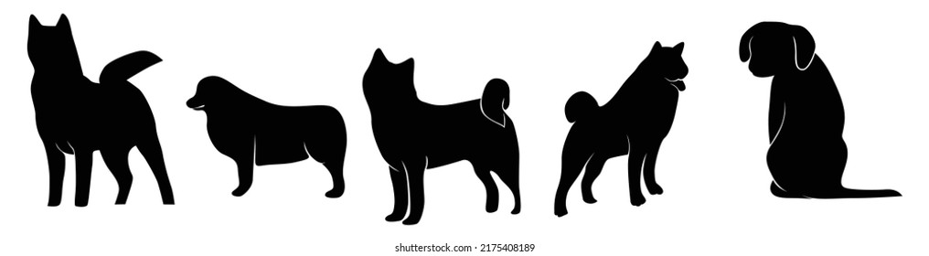 silhouettes of dogs on white background
