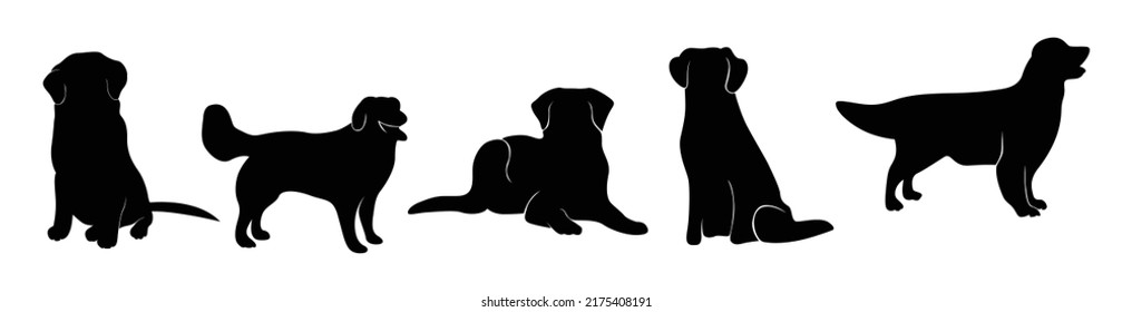 silhouettes of dogs on white background