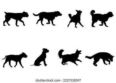 Silhouettes of dogs on white background