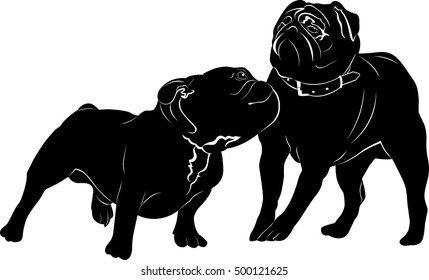 silhouettes of dogs pug and French bulldog